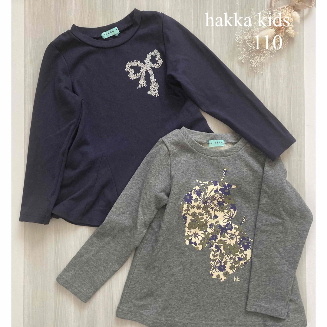 hakka kids(ハッカキッズ)の【美品】ハッカキッズ　トップス2枚セット キッズ/ベビー/マタニティのキッズ服女の子用(90cm~)(Tシャツ/カットソー)の商品写真