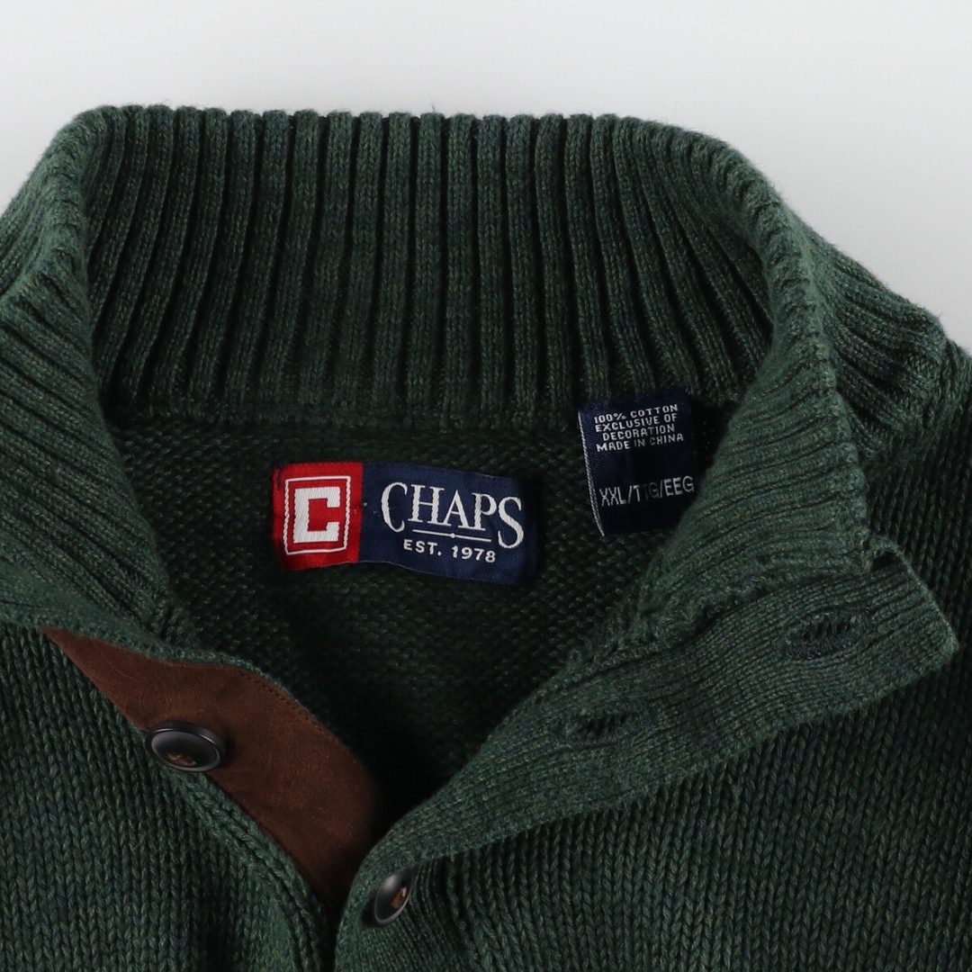 CHAPS ニットセーター ハーフボタン エルボーパッチ