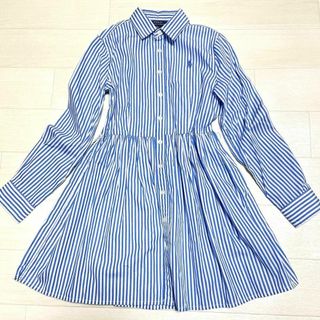 ポロラルフローレン(POLO RALPH LAUREN)の【美品】ポロラルフローレン シャツワンピース ストライプ柄 キッズ 140(ワンピース)