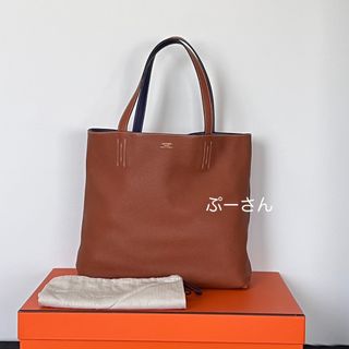 エルメス(Hermes)の《美品》エルメス　ドゥブルセンス45 ゴールド/ブルーアンクル(トートバッグ)