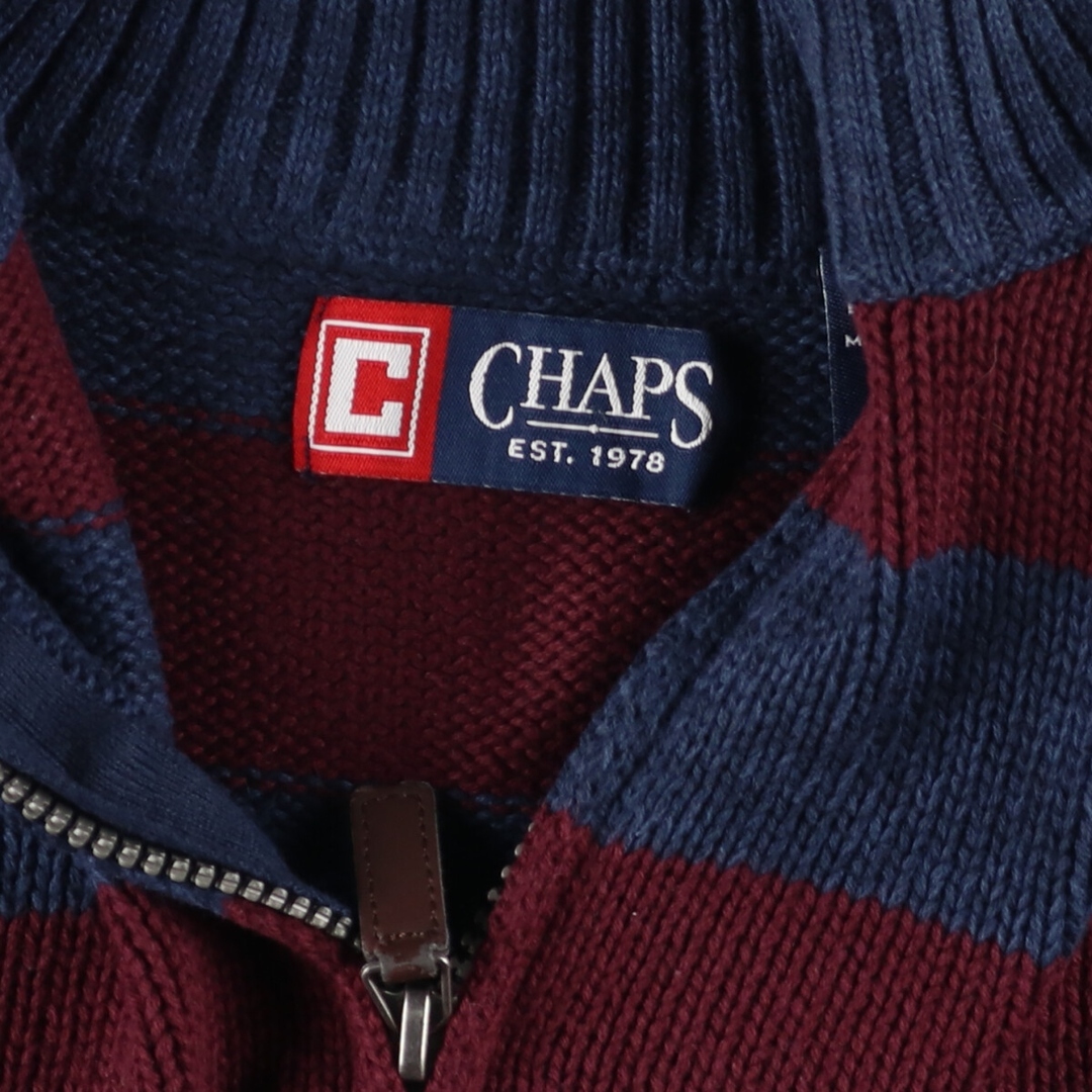 チャップス CHAPS ボーダー柄 コットンニットハーフジップセーター メンズL /eaa352795