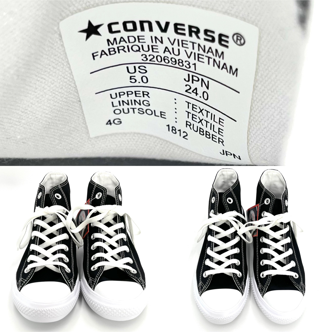 ALL STAR（CONVERSE）(オールスター)のコンバース オールスター ライト ハイカットスニーカー 24㎝ ブラック タグ付 レディースの靴/シューズ(スニーカー)の商品写真