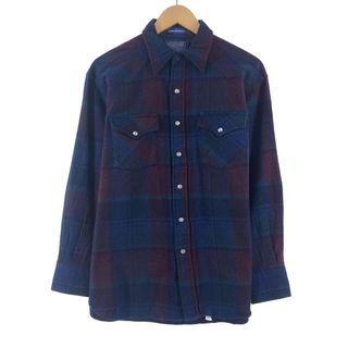 ペンドルトン(PENDLETON)の古着 80年代 ペンドルトン PENDLETON チェック柄 ウールシャツ USA製 メンズL ヴィンテージ /eaa370663(シャツ)