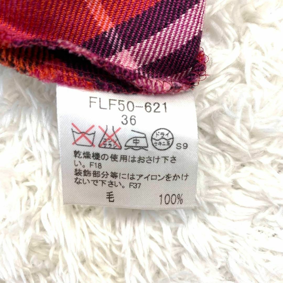 バーバリーロンドン ブルーレーベル 赤 ノバチェック スカート ウール混 36