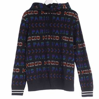 ケンゾー(KENZO)の美品 ケンゾー KENZO ニット パーカー プルオーバー ロゴ柄 フーディー トップス メンズ S マルチカラー(パーカー)