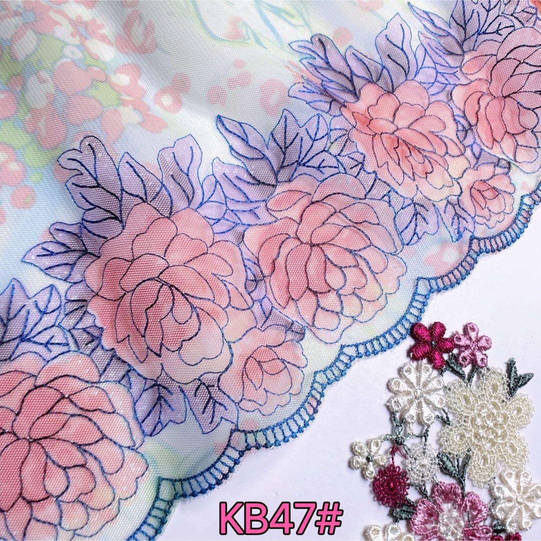 公式初売 プリント柄薔薇刺繍幅広レース - 素材/材料