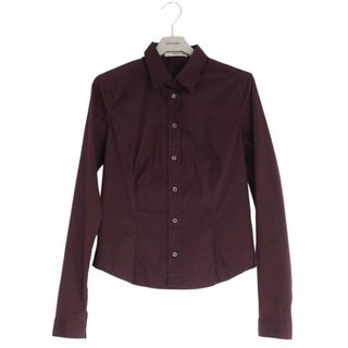 プラダ(PRADA)のプラダ PRADA シャツ ブラウス ロングスリーブ 無地 コットン トップス レディース 40(M相当) ボルドー(シャツ/ブラウス(長袖/七分))