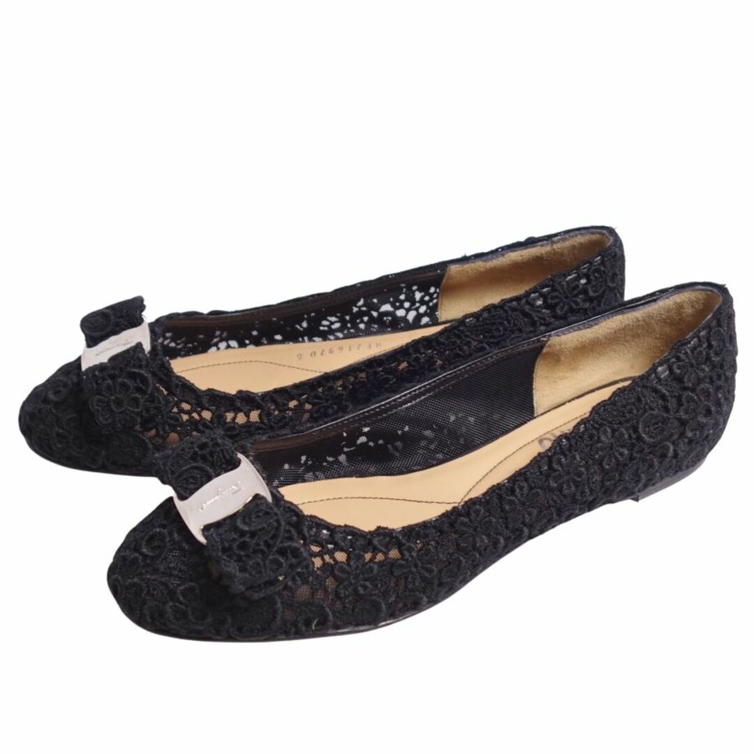 美品 サルヴァトーレ フェラガモ Salvatore Ferragamo パンプス フラットパンプス ヴァラリボン レース シューズ 靴 レディース 6(23.5cm相当) ネイビー 美品 サルヴァトーレ フェラガモ Salvatore Ferragamo パンプス フラットパンプス ヴァラリボン レース シューズ 靴 レディース 6(23.5cm相当) ネイビー