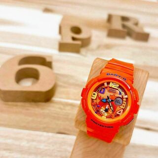 ベビージー(Baby-G)の春夏【カシオ】ベビージー 腕時計 BGA-190 ビーチトラベラー オレンジ×黄(腕時計)