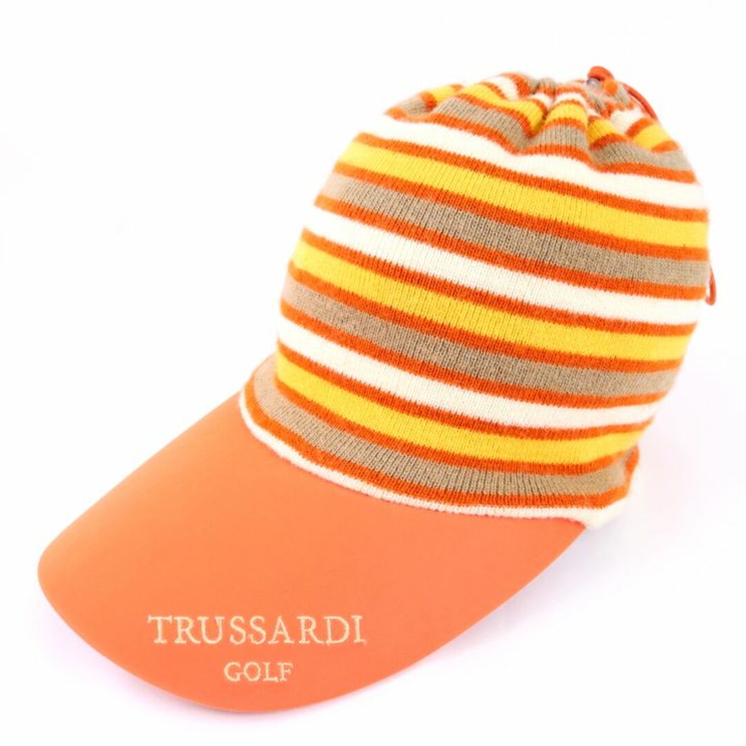 Trussardi(トラサルディ)のトラサルディ ニットキャップ つば付き ゴルフウエア ボーダー柄 防寒 帽子 ブランド レディース オレンジ TRUSSARDI レディースの帽子(ニット帽/ビーニー)の商品写真