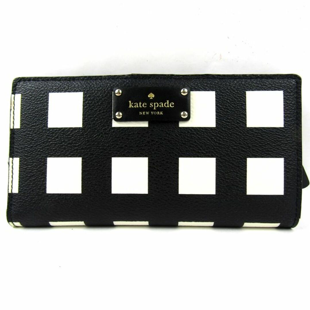 【新品】kate spade new york　黒白チェックの長財布