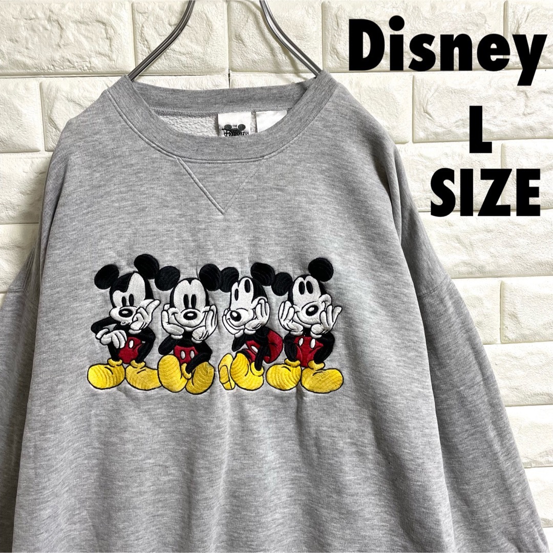 Disney(ディズニー)の90s  ディズニー　スウェット　トレーナー　ミッキーマウス　Lサイズ メンズのトップス(スウェット)の商品写真