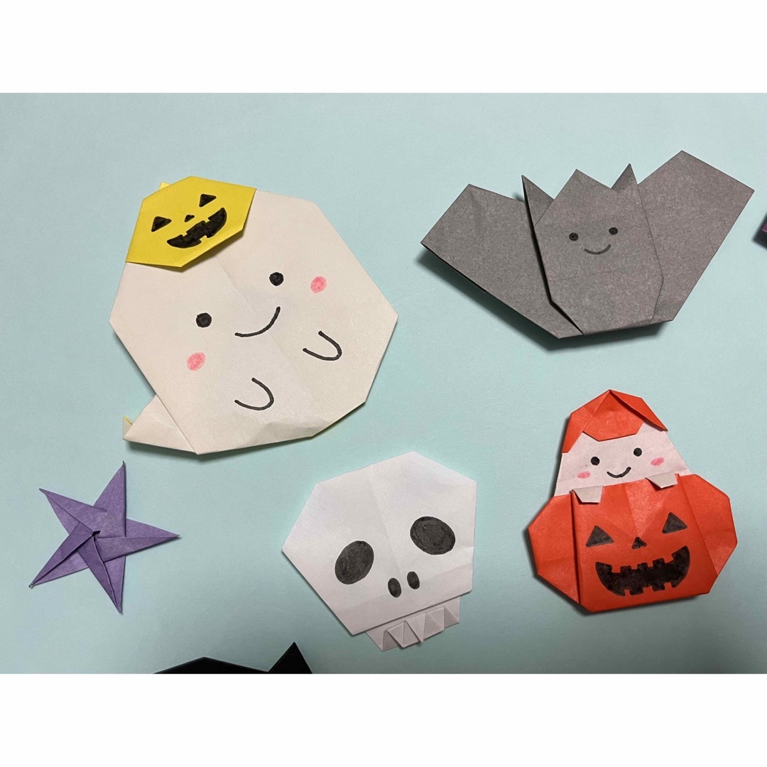 ハロウィン セット 折り紙 かぼちゃ おばけ 10月 幼稚園 保育園 ハンドメイドの素材/材料(型紙/パターン)の商品写真