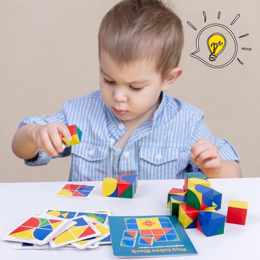 キューブブロック　知育　おもちゃ　カード　ブロック　モンテッソーリ勉強法 キッズ/ベビー/マタニティのおもちゃ(知育玩具)の商品写真
