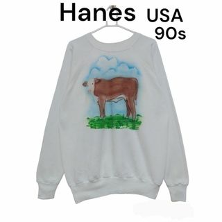 ヘインズ(Hanes)のHanes　USA　90s　古着　スウェット　トレーナー　牛　アニマル(スウェット)