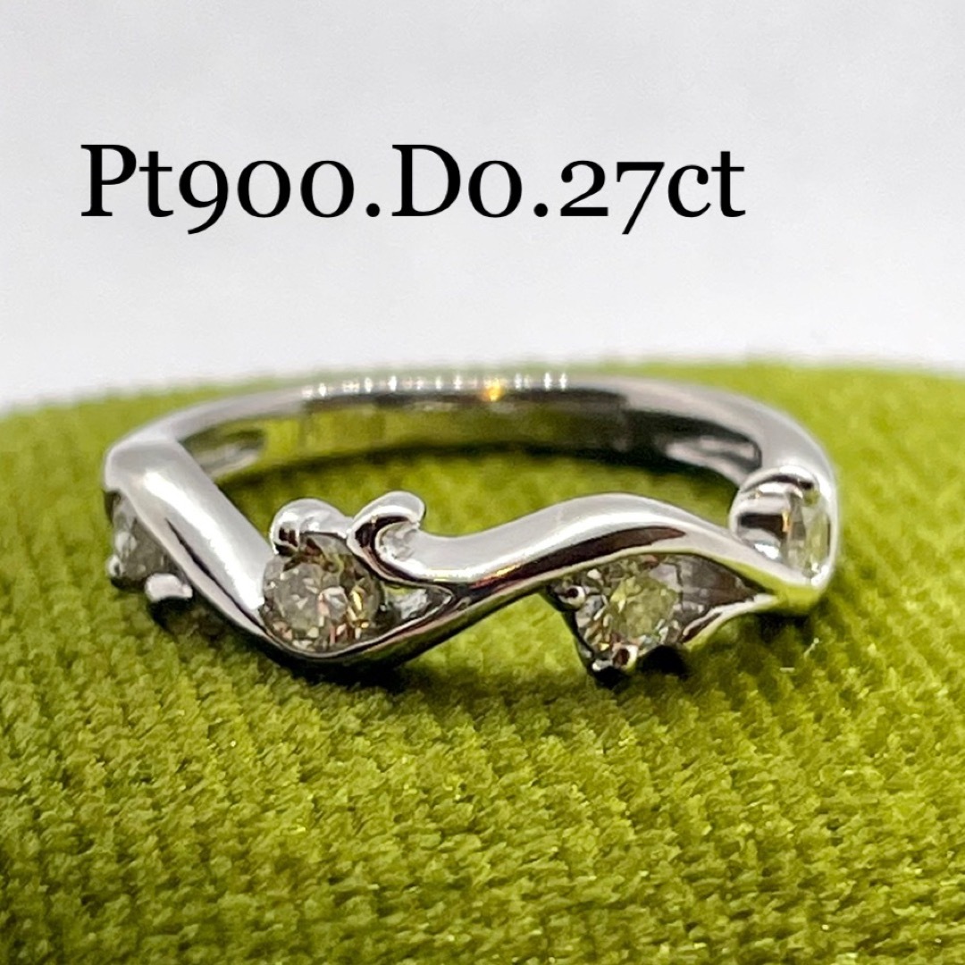 Pt900*0.27ct*5号*3.51g*プラチナダイヤモンドピンキーリング-