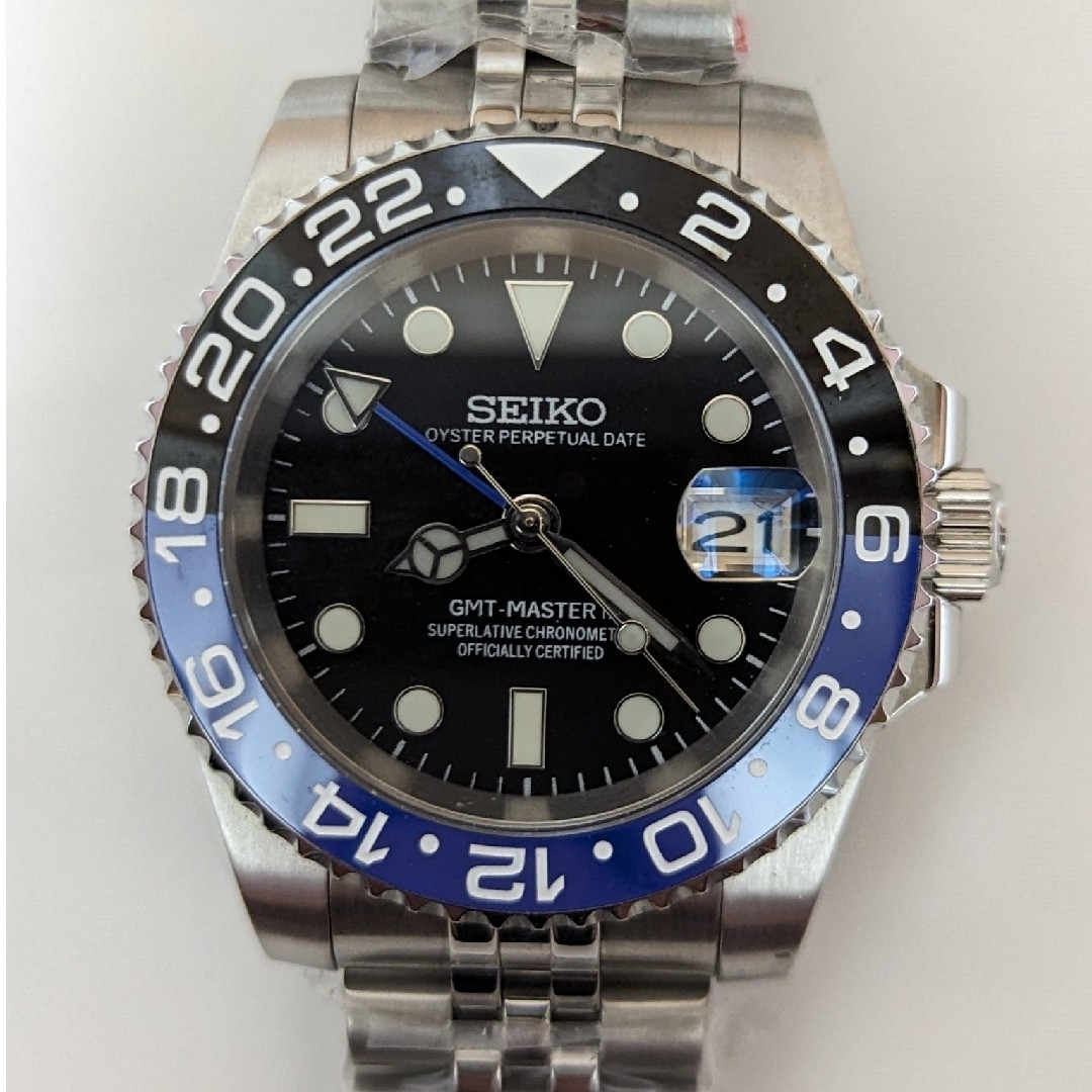 未使用 セイコー カスタム SEIKO MOD GMTマスター バットマン