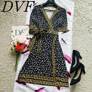 ダイアンフォンファステンバーグ(DIANE von FURSTENBERG)の【良品】DIANEvonFURSTENBERG シルクラップワンピース 総柄 4(ひざ丈ワンピース)