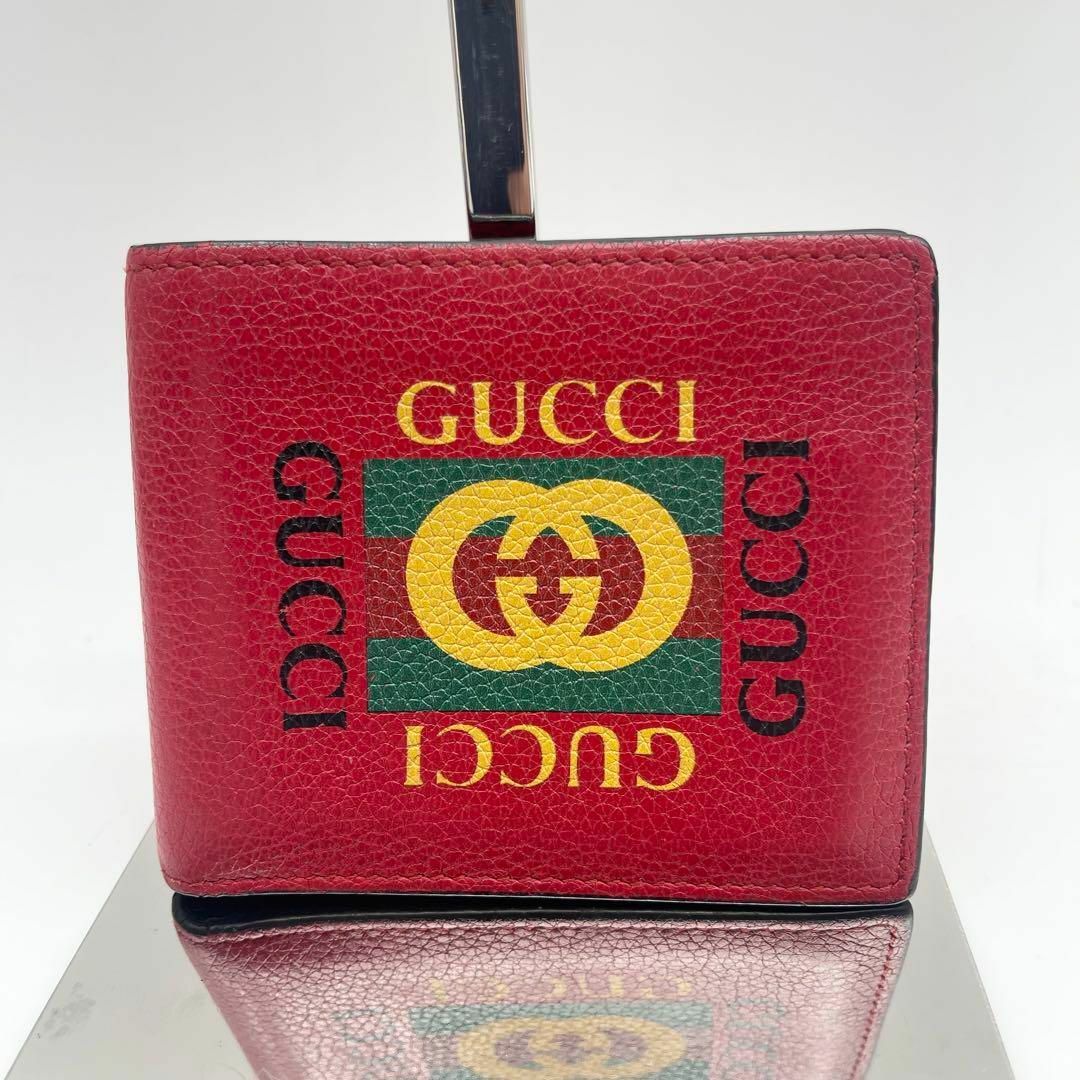 【希少✨】GUCCI グッチ ニつ折り財布 シェリーライン 赤 レッド