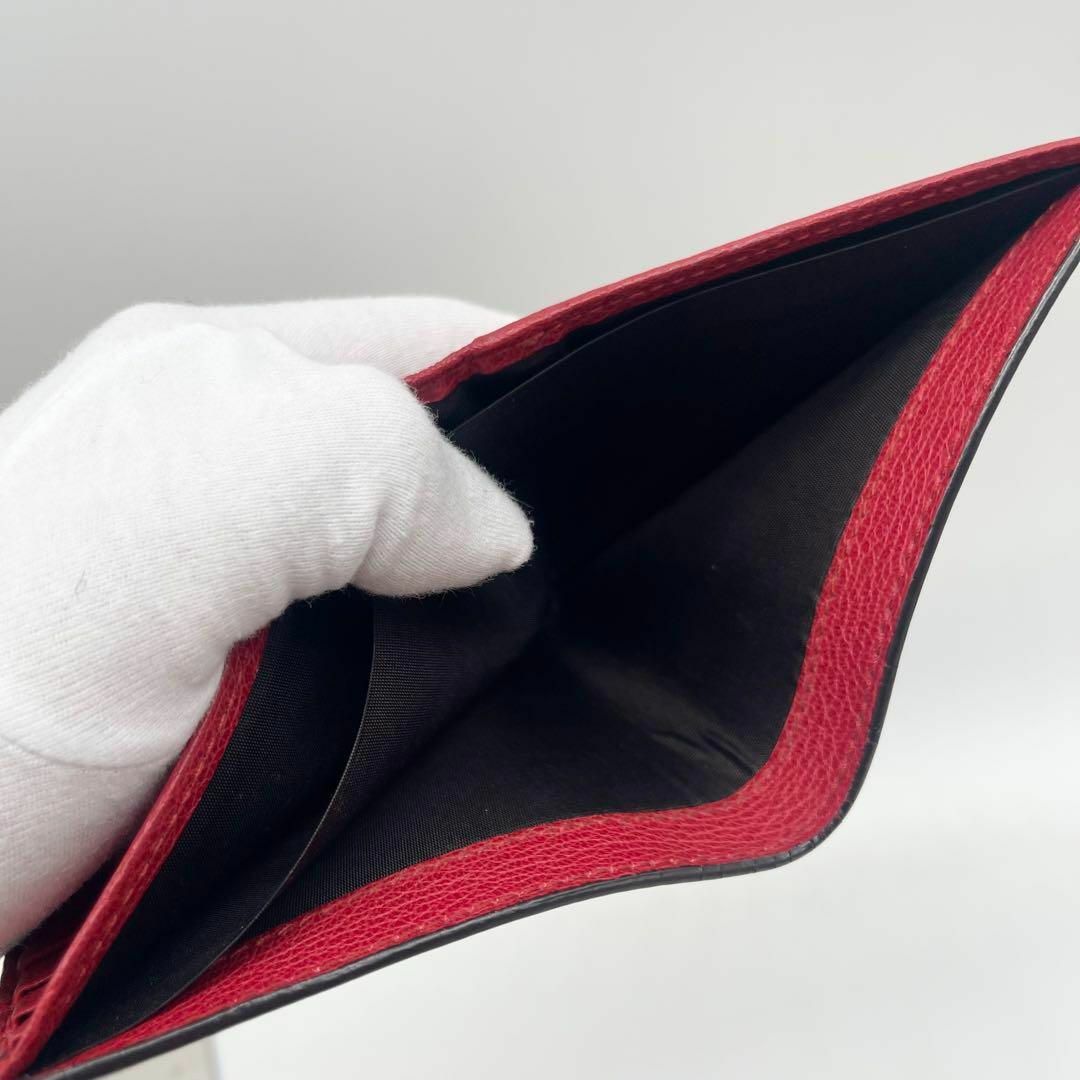 【希少✨】GUCCI グッチ ニつ折り財布 シェリーライン 赤 レッド