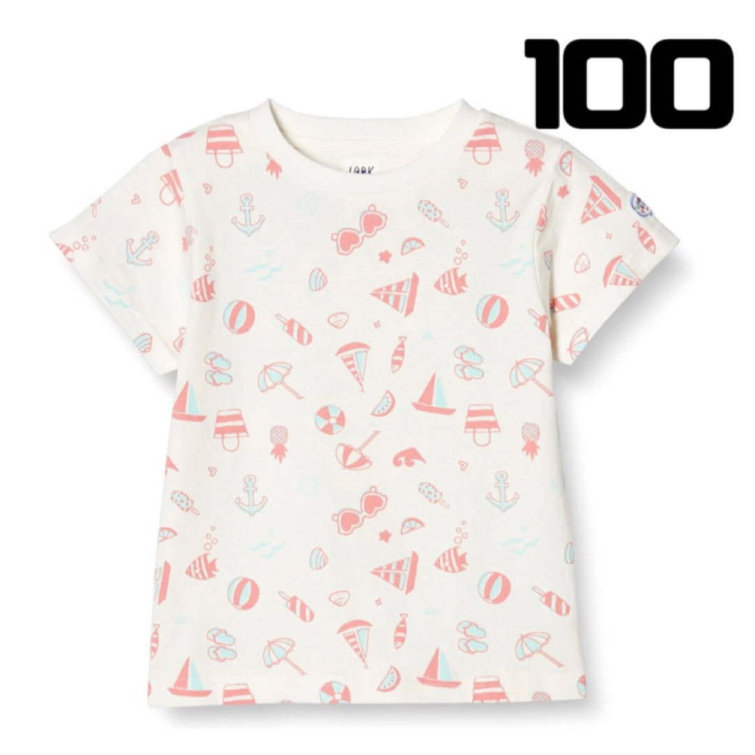 Tシャツ 総柄プリントカットソー ガールズ 100 オフホワイト キッズ/ベビー/マタニティのキッズ服女の子用(90cm~)(Tシャツ/カットソー)の商品写真