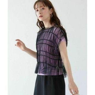 再販なし 新品 Ray BEAMS チュール シャーリング Tシャツ ブラック