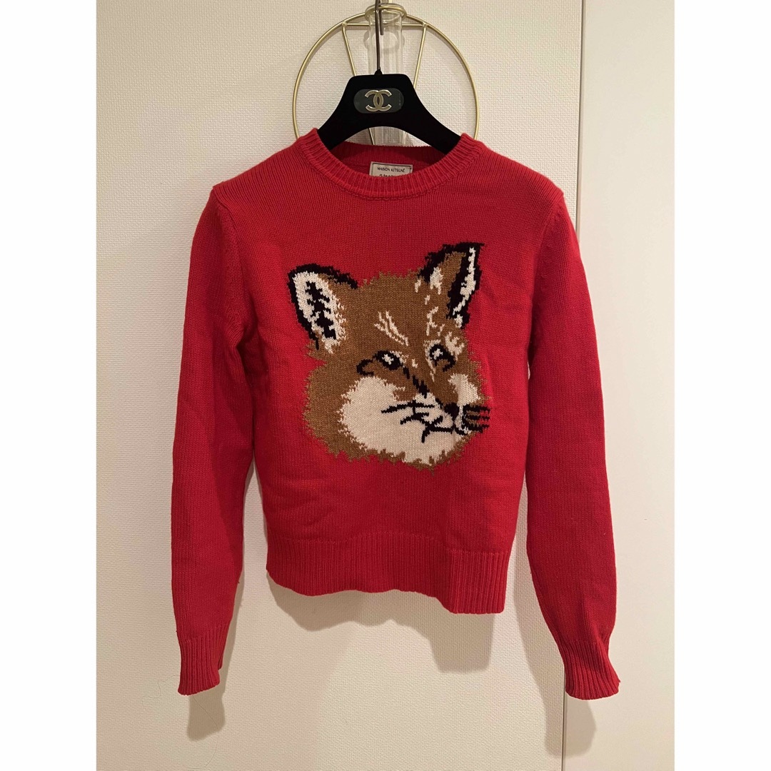 美品 Maison Kitsune ヘッドニット 赤 1