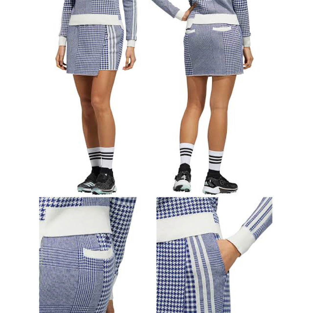 新品L adidasGOLF パターン ジャカード セータープルオンスカート adidas アディダス 千鳥柄スカート ニットスカート M