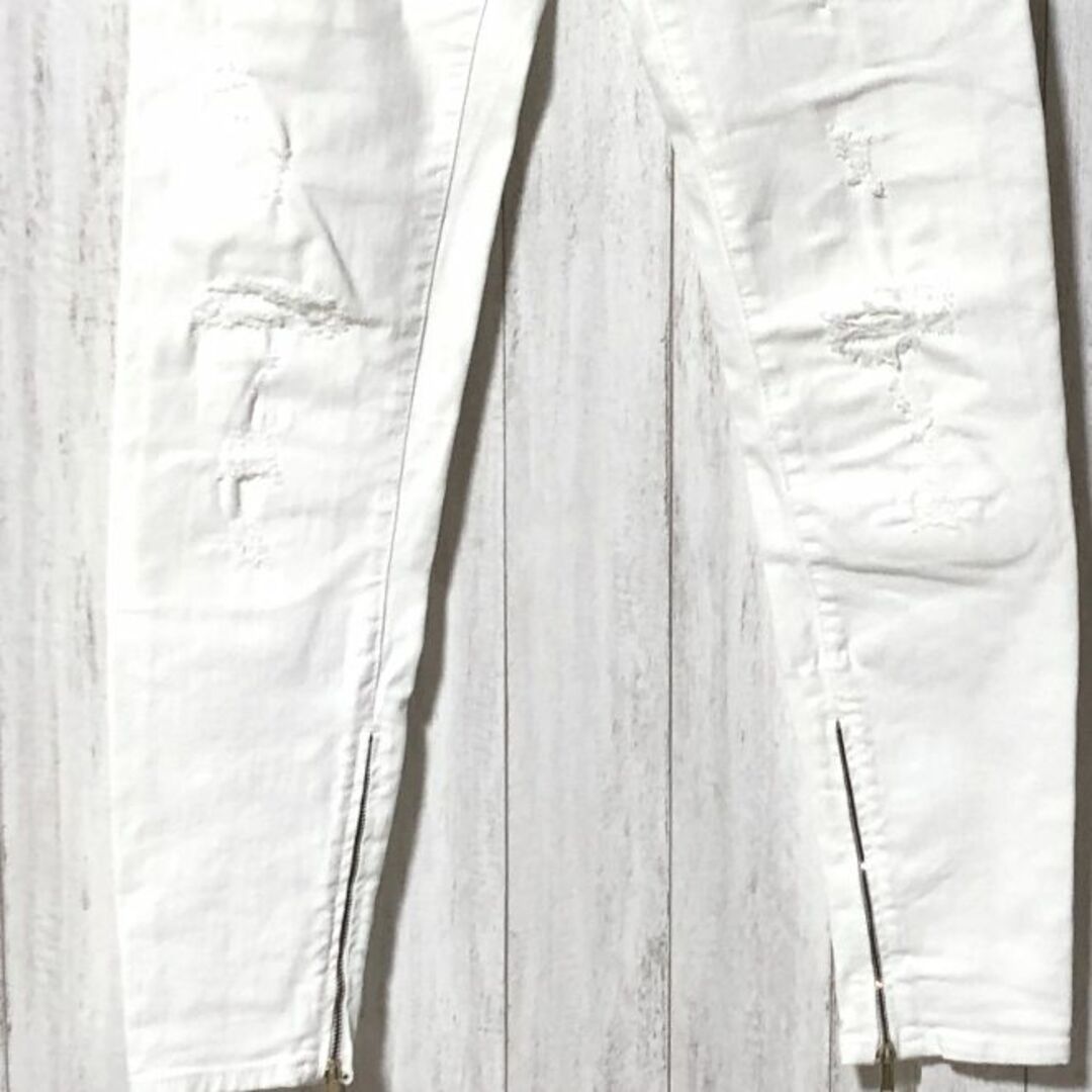 DSQUARED2(ディースクエアード)のディースクエアード 裾ジップ ホワイトデニム/Dsquared2 ダメージ加工 レディースのパンツ(デニム/ジーンズ)の商品写真