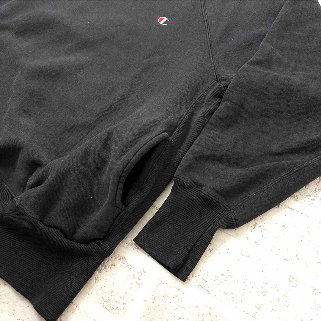 90s リバースウィーブ モックネック ポケ付き ブラック 無地 XL USA製
