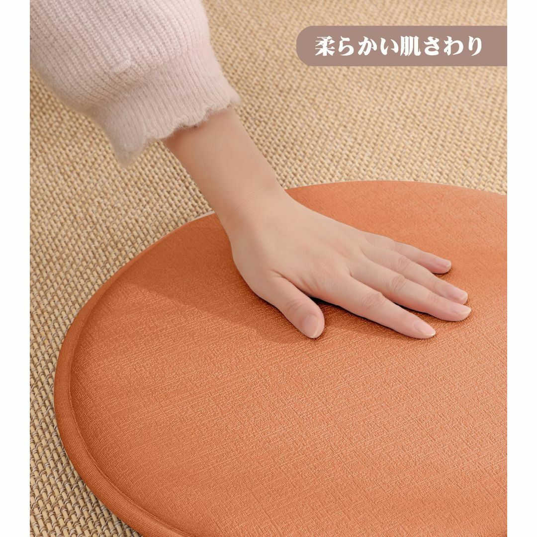 【色: 丸型 オレンジ】Shinnwa チェアパッド 丸 40cm ダイニングチ