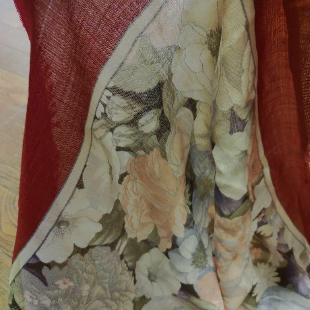 1552美品　ヴァレンティノ　ショール　ストール　シルク混　大判　花柄