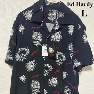 エドハーディー(Ed Hardy)のタイムSALE‼️エドハーディシャツ ドクロ　レーヨン100%  スカルシャツ(シャツ)