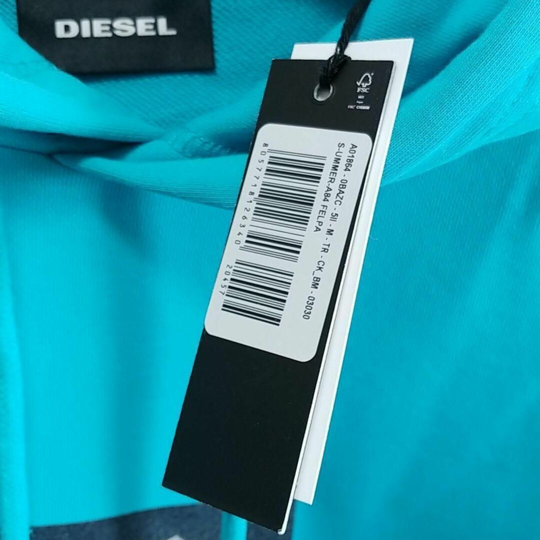 新品 M DIESEL ブランド スウェット パーカー スウェット 水色 A84