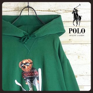 ポロラルフローレン(POLO RALPH LAUREN)のラルフローレン パーカー ビック ボーダー ポロベア 入り 裏起毛 美品(パーカー)