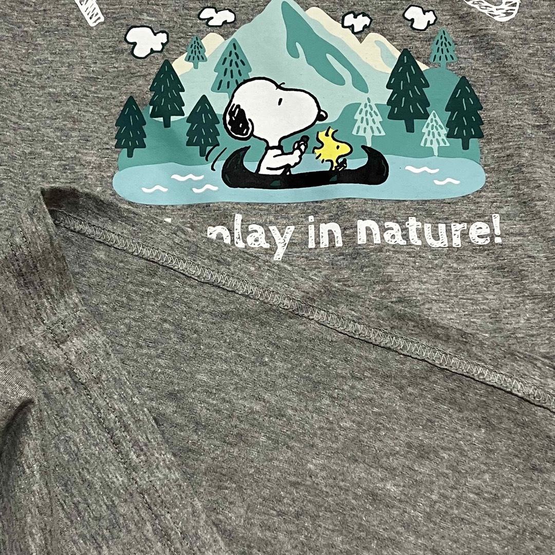 SNOOPY(スヌーピー)の【新品タグ付き】 スヌーピー　ウッドストック　tシャツ 長袖　グレー　L カヌー メンズのトップス(Tシャツ/カットソー(七分/長袖))の商品写真