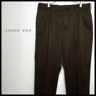LANDS’ END 2タックウールスラックス ワイドパンツ /U425