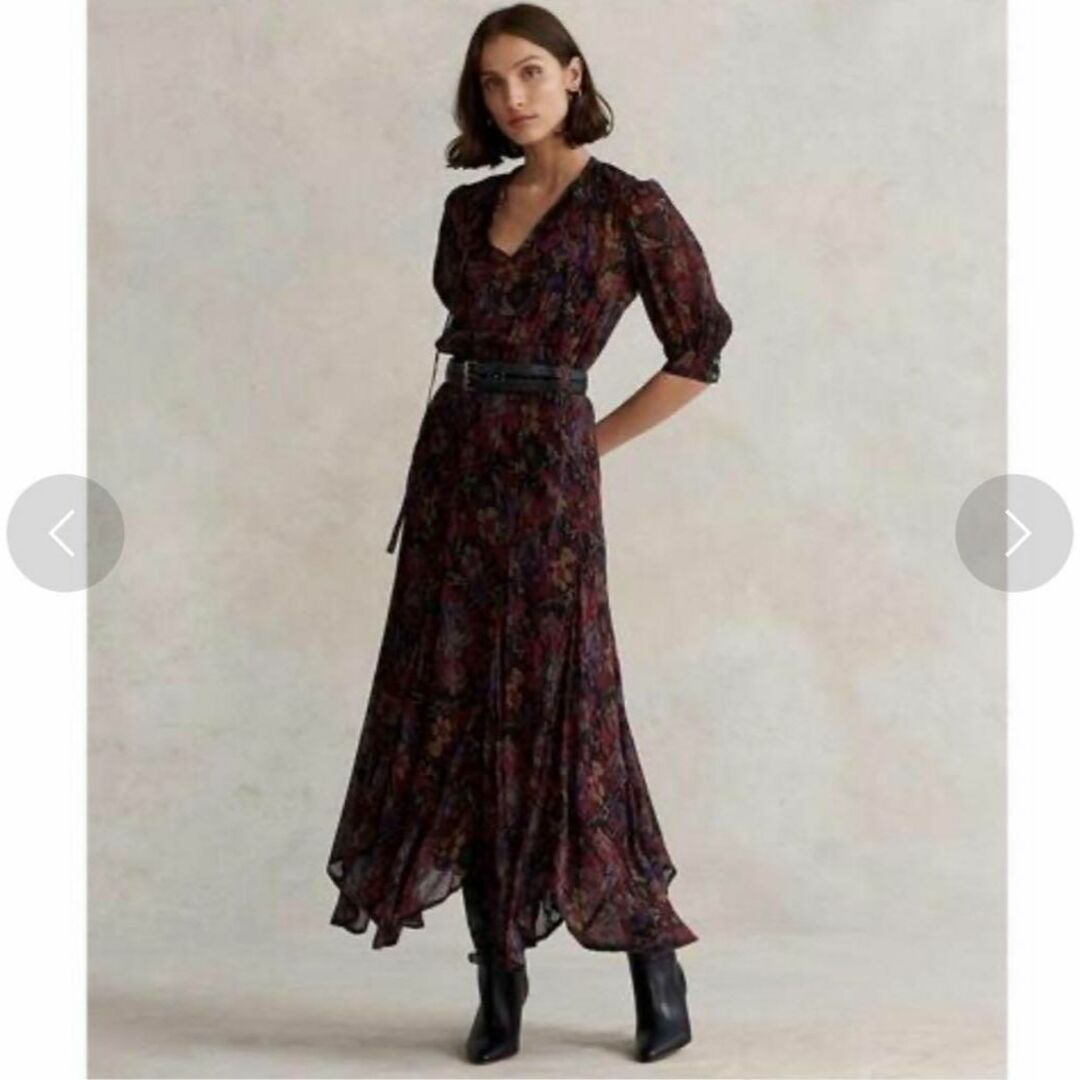 新品タグ付】ラルフローレン フラワー フローラル ショゼッド ワンピース-