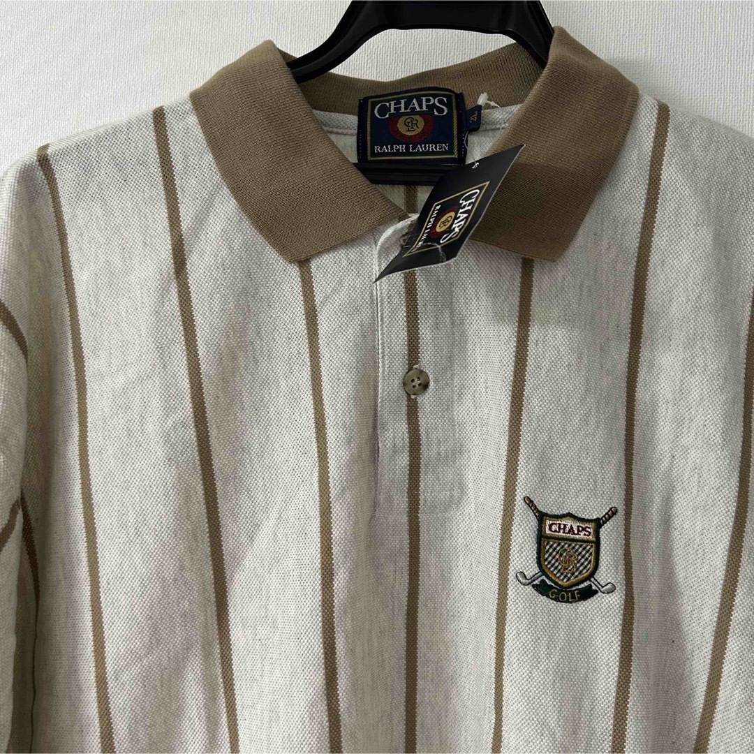 Ralph Lauren(ラルフローレン)の新品　80s ラルフローレン　ポロシャツ　キャメル　ストライプ　リンガー　XL メンズのトップス(ポロシャツ)の商品写真