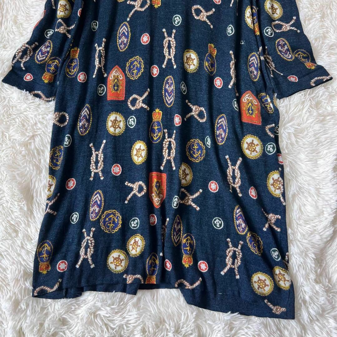 45R - 45R インディゴ 超ガーゼプリント DRESS ワンピース 総柄 シルク