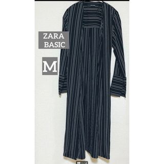 ザラ(ZARA)のお値下げ可【ZARA BASIC】ロングストライプおしゃれカーディガン♡Mサイズ(カーディガン)