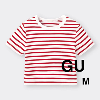 GU コットンボーダーミニT(半袖) レッド 赤 Mサイズ