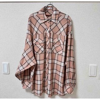 ジェイダ(GYDA)のGYDA ジェイダ original check BIGシャツ ピンク ほぼ新品(シャツ/ブラウス(長袖/七分))