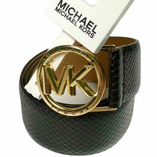 マイケルコース(Michael Kors)のマイケルコース ベルト US M ロゴ刻印 型押し 黒 新品未使用 MKロゴ(ベルト)