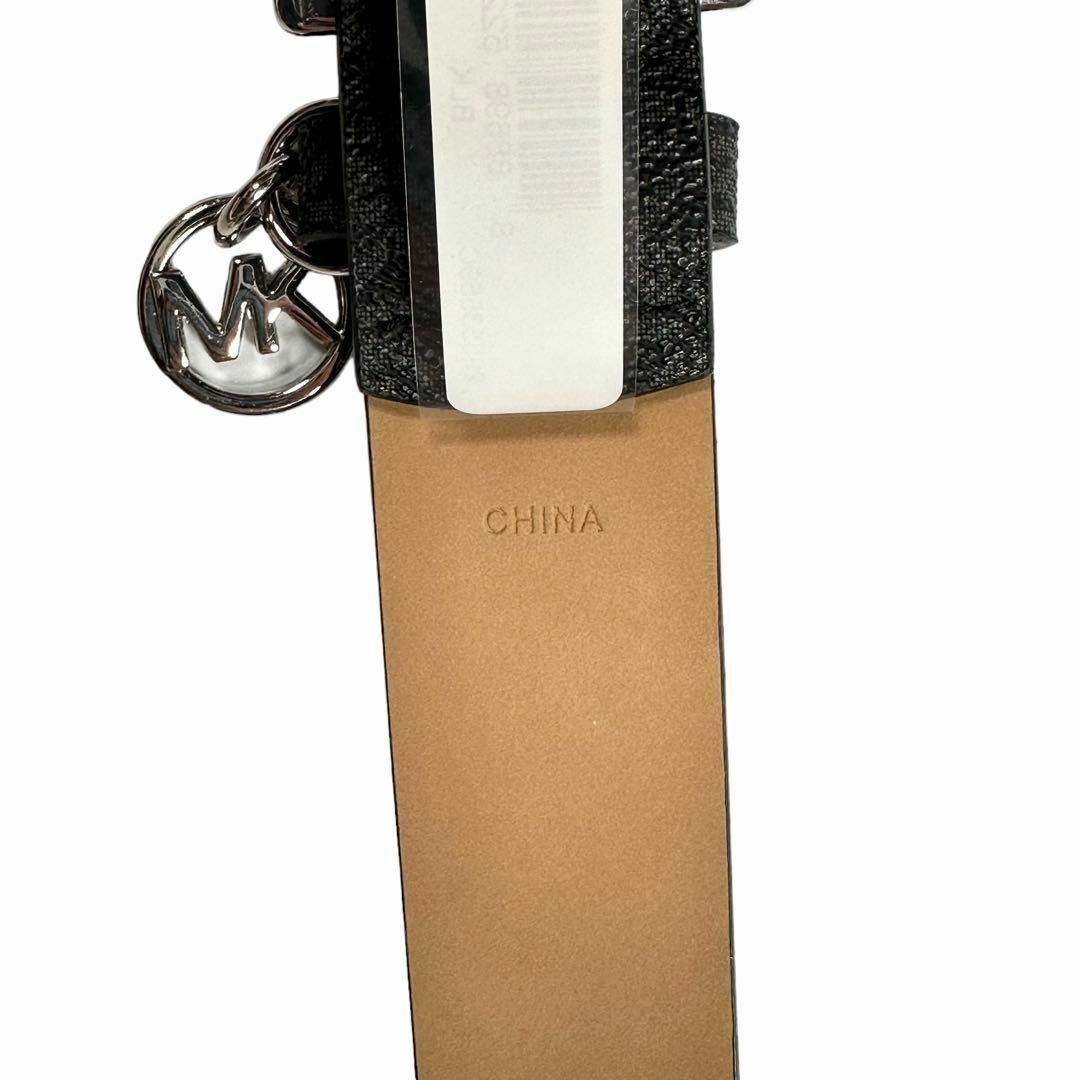 マイケルコース ベルト US L ロゴ刻印 ブラック MK柄 ロゴチャーム 新品