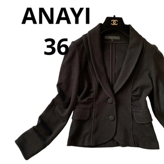 アナイ(ANAYI)のANAYIアナイブラック黒シングルジャケット36 入園式入学式卒業式卒園式にも(テーラードジャケット)