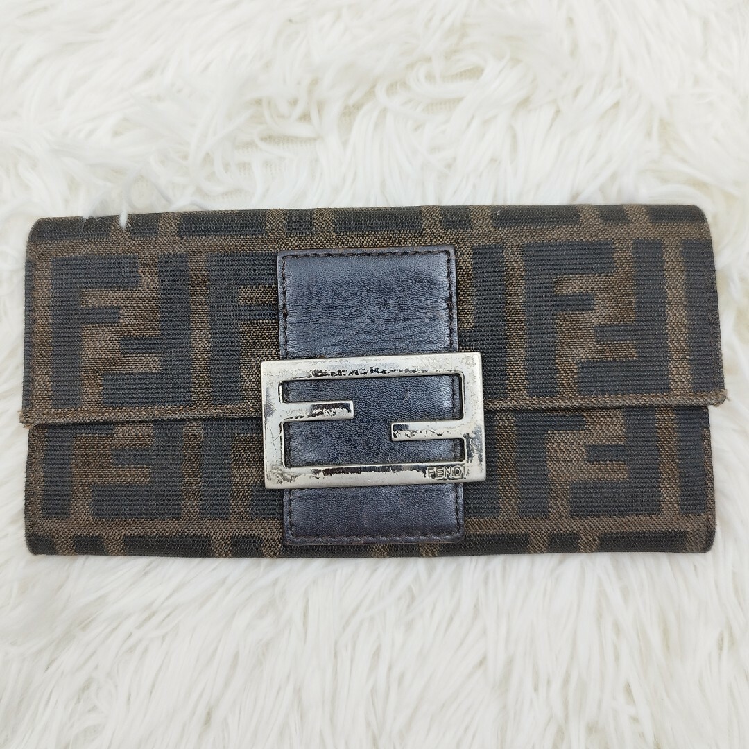 ファッション小物FENDI フェンディ 長財布 折財布 FFロゴ金具 ズッカ柄 キャンバス