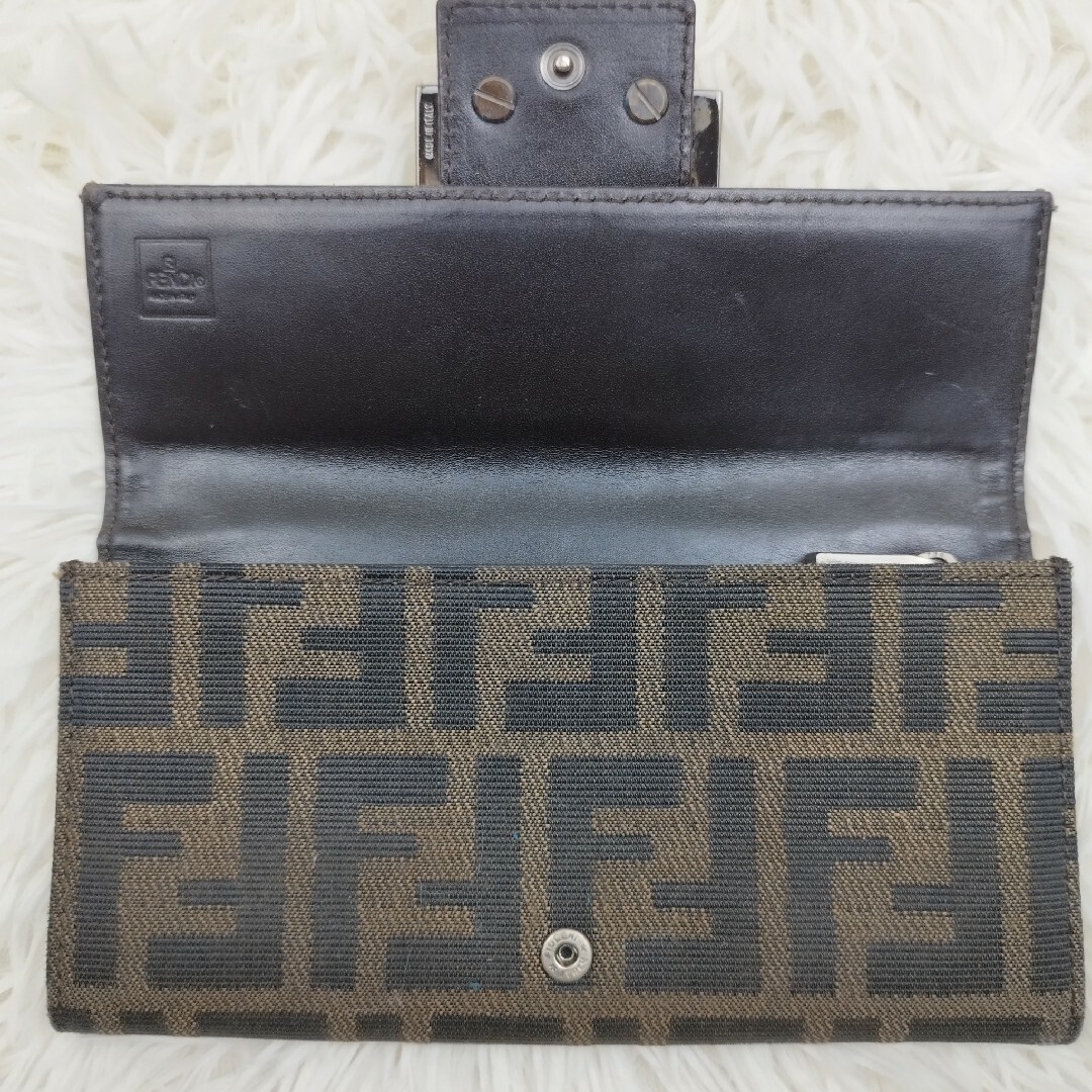 ファッション小物FENDI フェンディ 長財布 折財布 FFロゴ金具 ズッカ柄 キャンバス