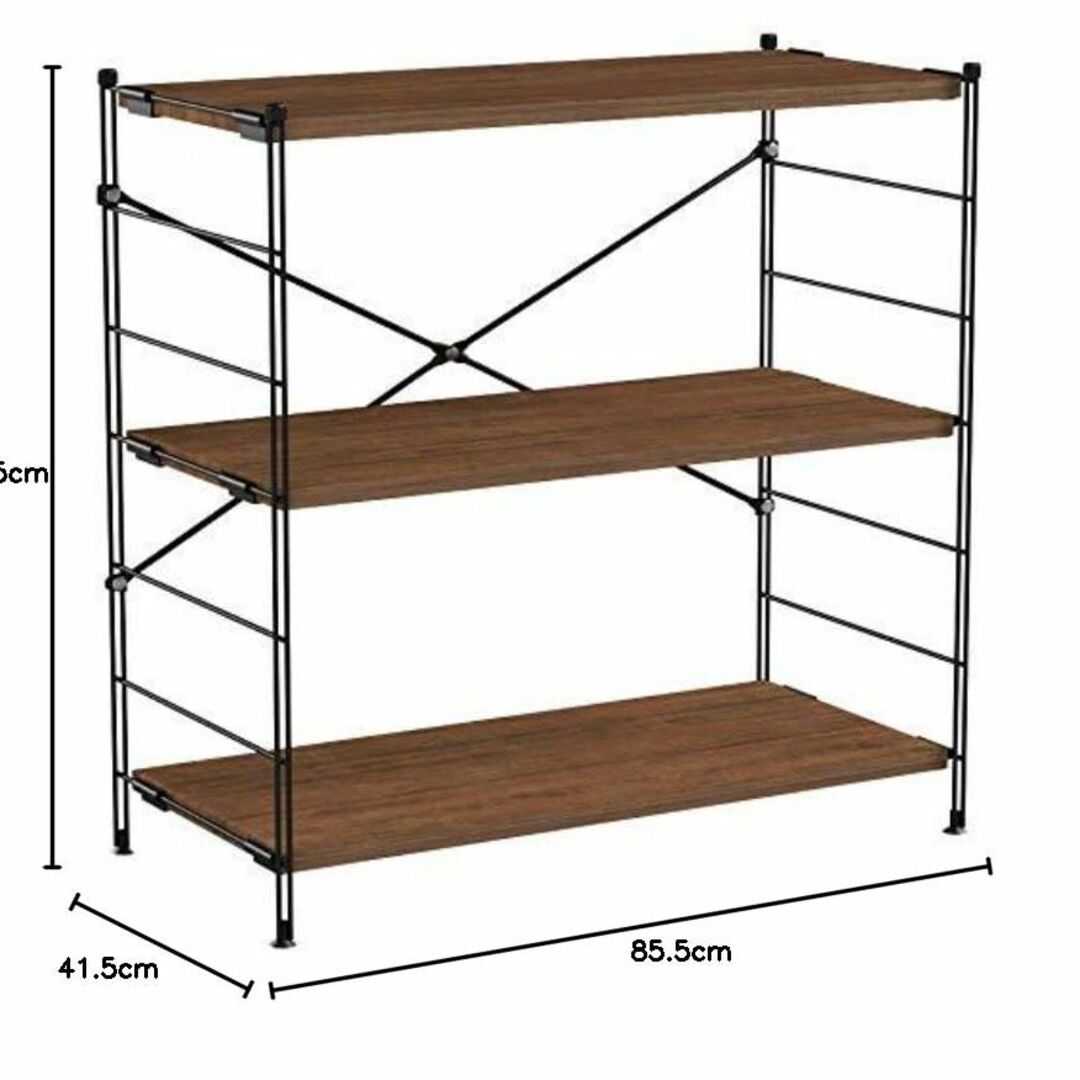 【色: アンティークブラウン】山善 ラック オープンシェルフ 幅85.5×奥行4 7
