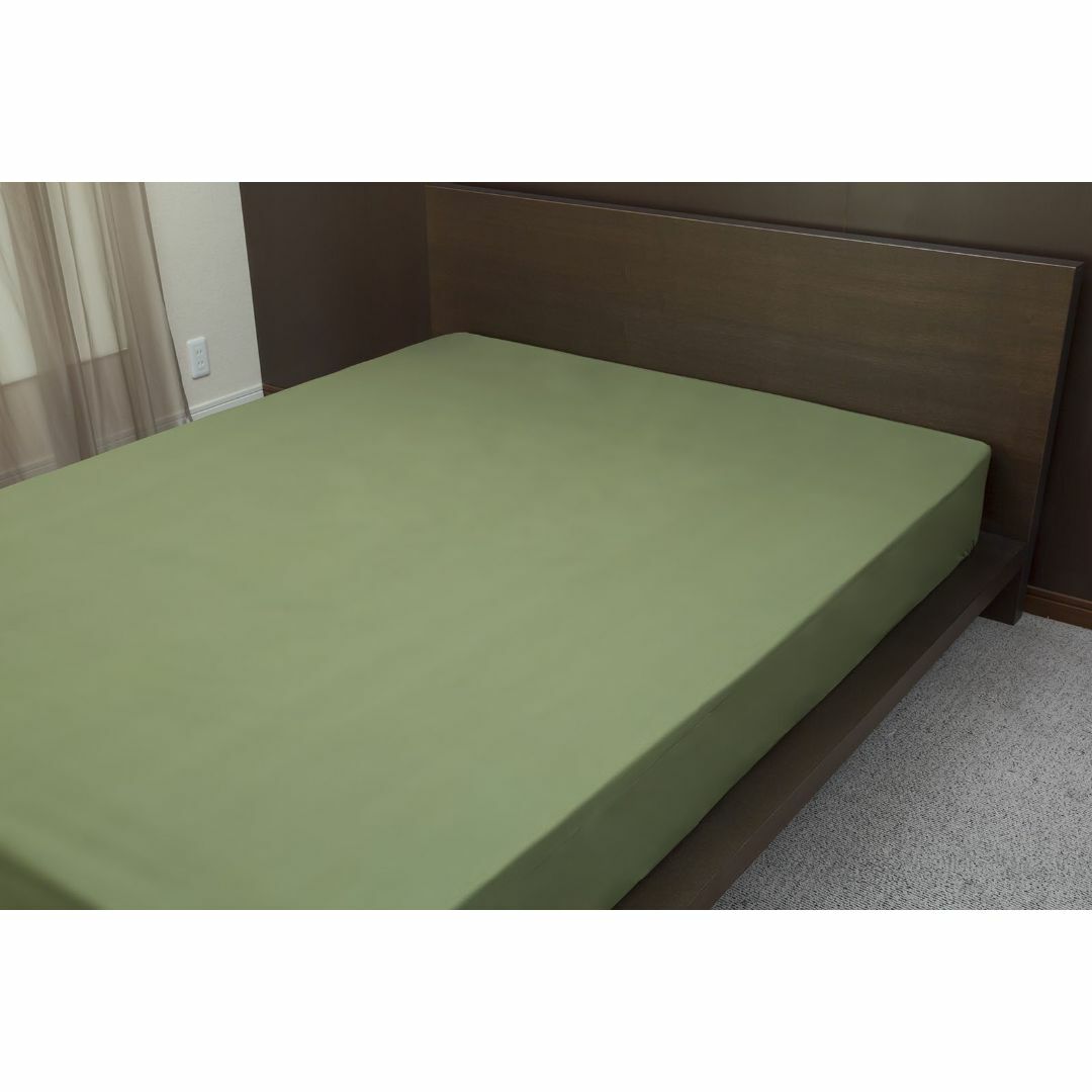 【色: オリーブ】日本製 200本ブロード コットン100%カバーリング ベッド